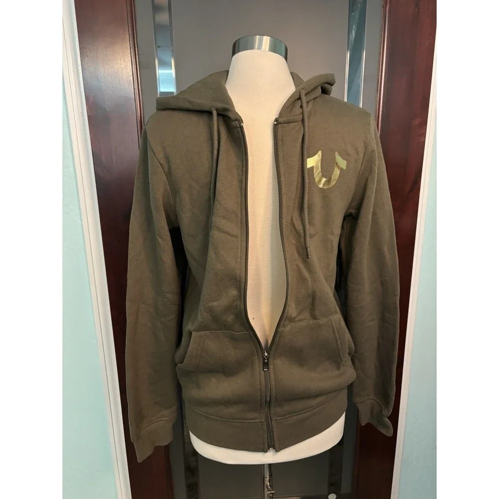 New True Religion City Buddha Logo Zip Hoodie Green Retail $119 Size Small